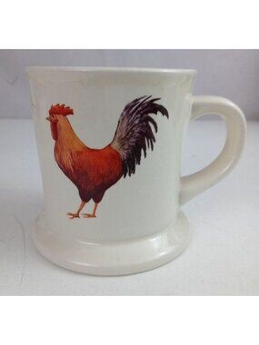 Vintage Dei Cream Color Coffee Cup Mug With Colorful Rooster Design 4.25" Tall